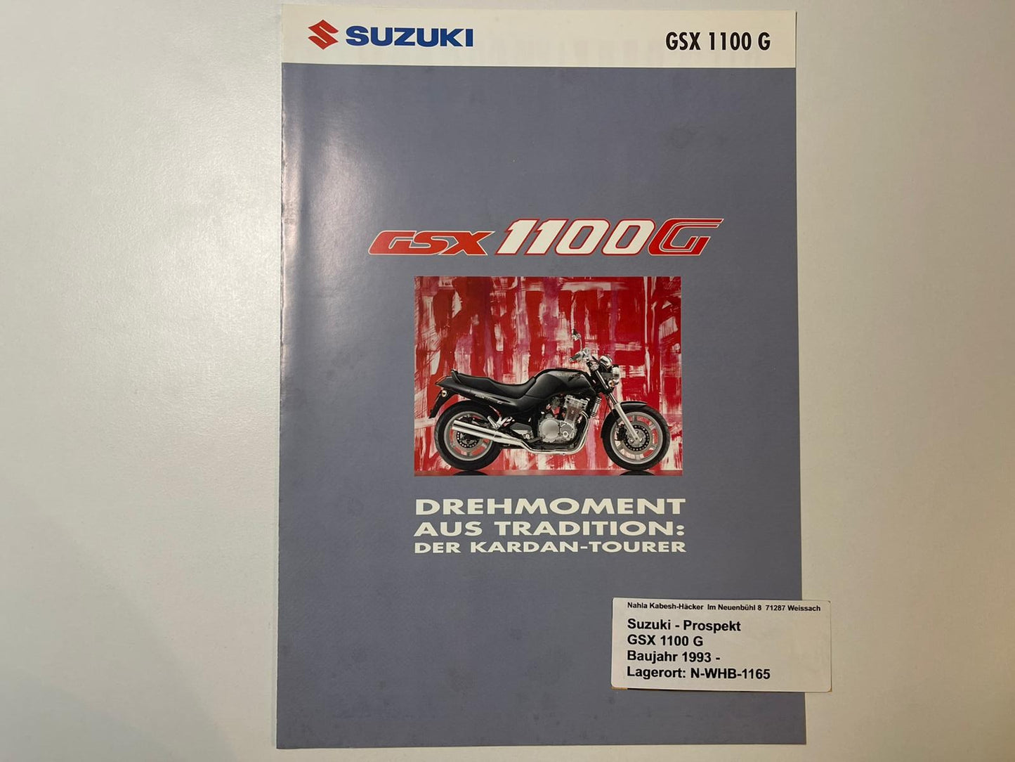 Prospekt Suzuki GSX1100G GSX 1100 G Bj. 1993 Kardan
