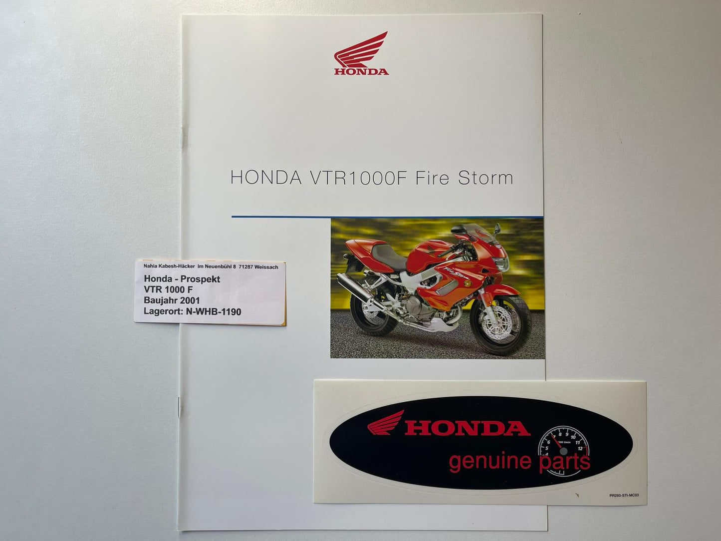 Prospekt Honda VTR1000F Fire Storm Bj. 2001 + Aufklebe
