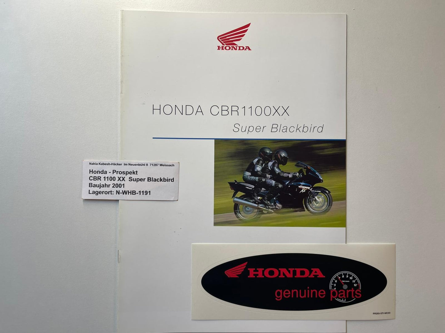 Prospekt Honda CBR1100XX Blackbird Bj. 2001 + Aufkleber