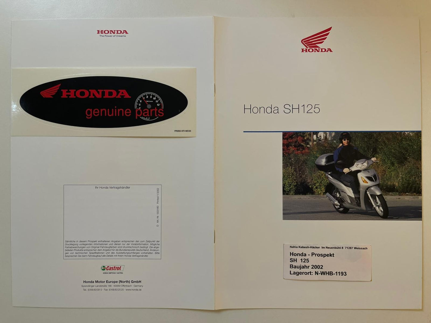 Prospekt Honda FJS600 Silver Wing Bj. 2002 + Aufkleber