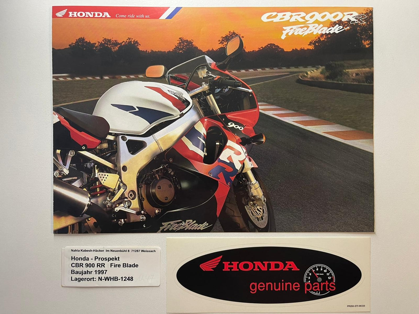 Prospekt Honda CBR900RR CBR 900 RR Fire Blade Baujahr 1997 + Aufkleber