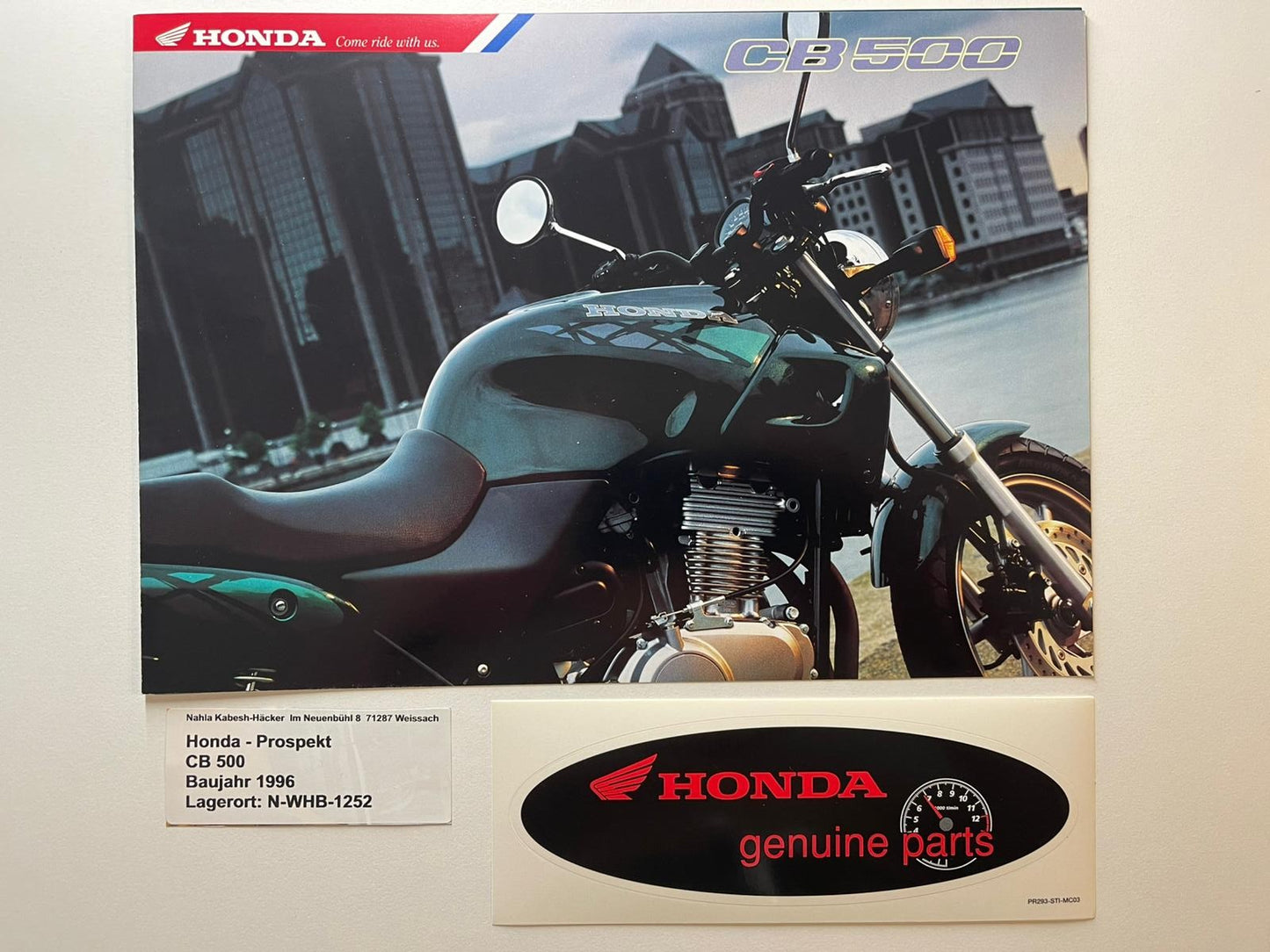 Prospekt Honda CB500 CB 500 Baujahr 1996 + Aufkleber
