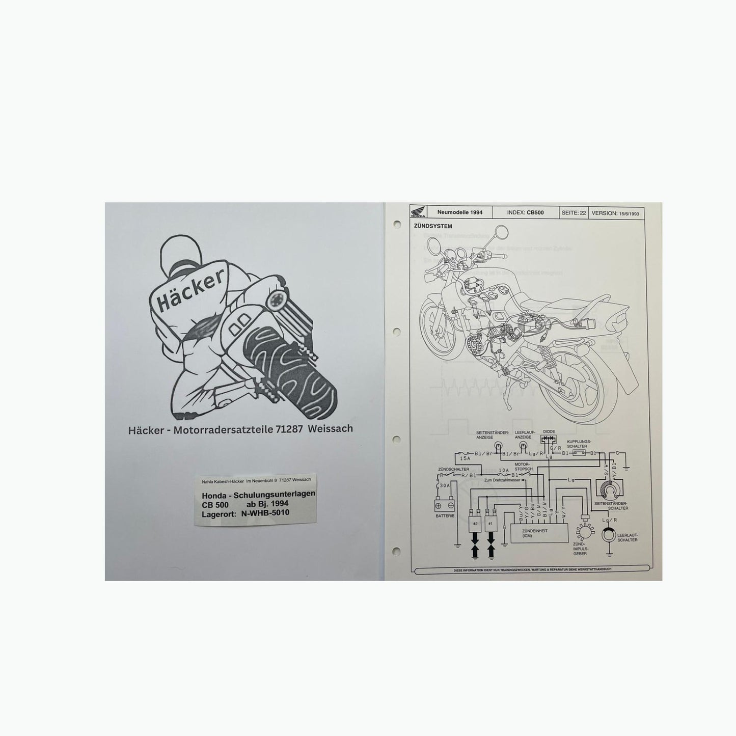 Honda Schulungs - Unterlagen CB500 CB 500 ab Baujahr 1994 für Sammler