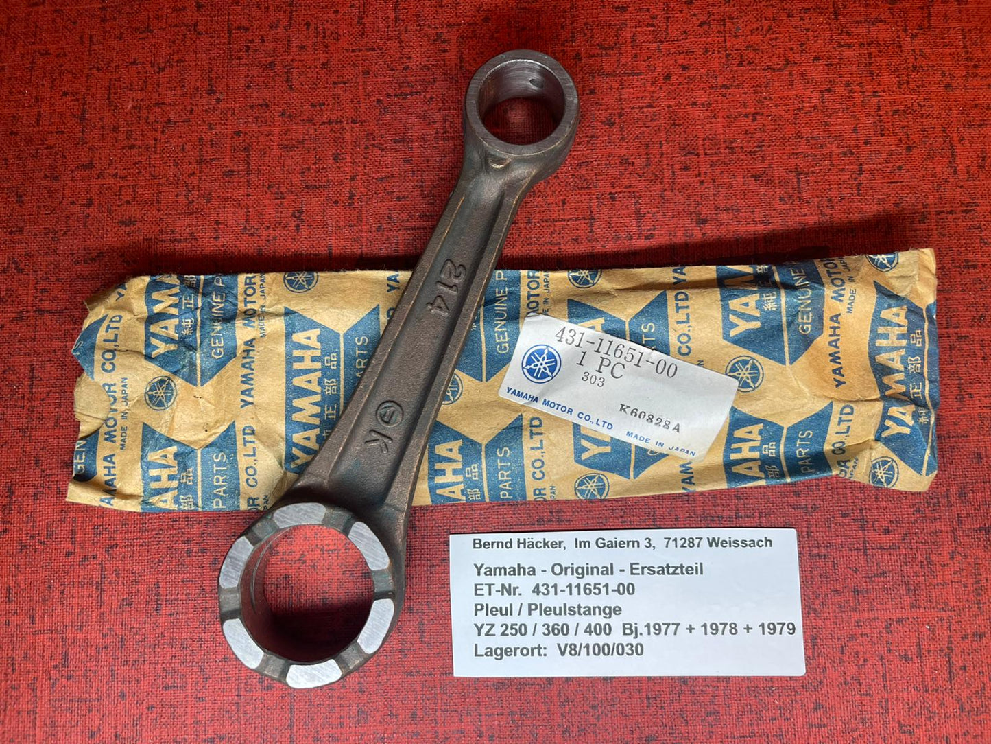 Pleul YZ400 YZ360 YZ250 MX360 Yamaha 431-11651-00 neu