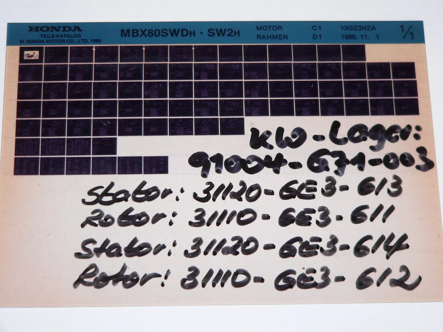 Microfich _ Spare parts list _ MBX 80 SWD _MBX80 SW2 _ HC04 _ Year of manufacture 1987