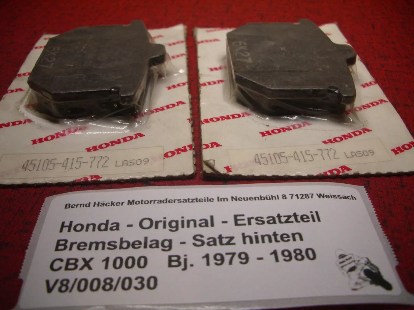 original _ Bremsbeläge hinten _ CBX 1000 _ Baujahr 1979 - 1980 _ 45105-415-772