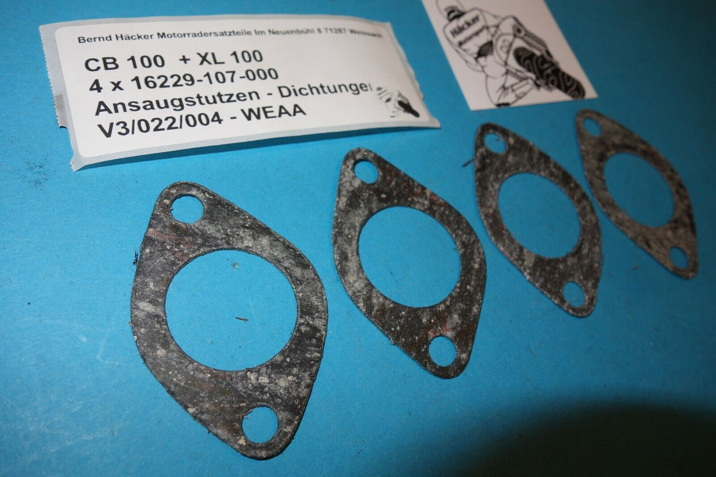 Intake manifold gasket 4 X, GASKET, CARBURETOR , CL 100 , SL 100, 16229-107-000