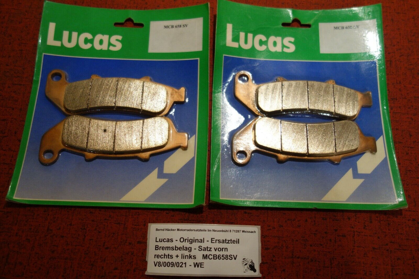 Bremsbelag Satz vorn rechts + links _ CBR 1000 F _ Bj. 1993 - 2000 _ MCB658SV