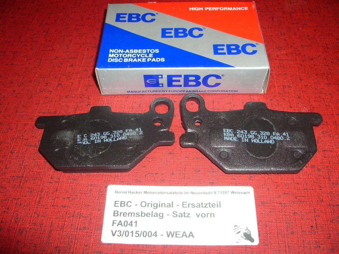 Bremsbelag _ Bremsbeläge _ Satz _ vorn _ XS 750 SE _ 1980 - 1982 _ EBC FA 041