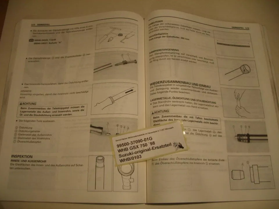WERKSTATTHANDBUCH _ DEUTSCH _ original _ SUZUKI_ GSX 750 _ Baujahr 1998