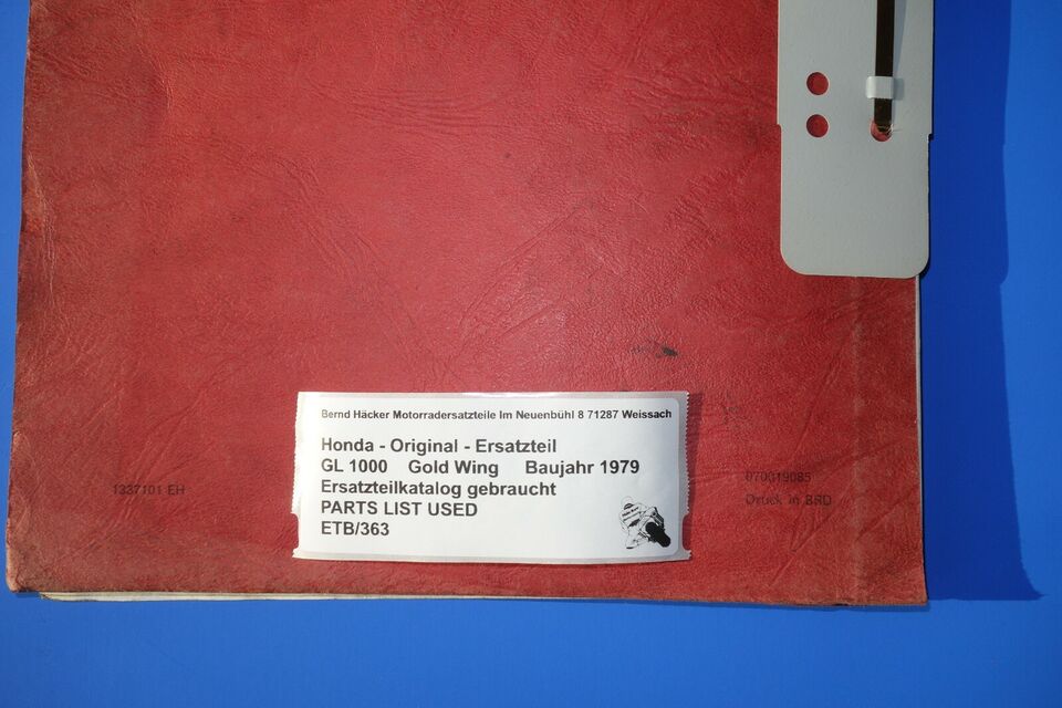 Ersatzteilkatalog Teileliste PARTSLIST GL 1000 Gold Wing Bj. 1979