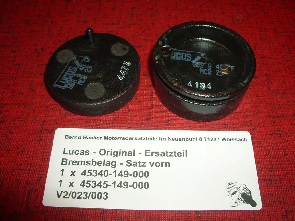 Lucas _ Bremsbeläge _ vorn _CB 125 K6 _ Baujahr 1976 _ 45340 / 45345-351-700