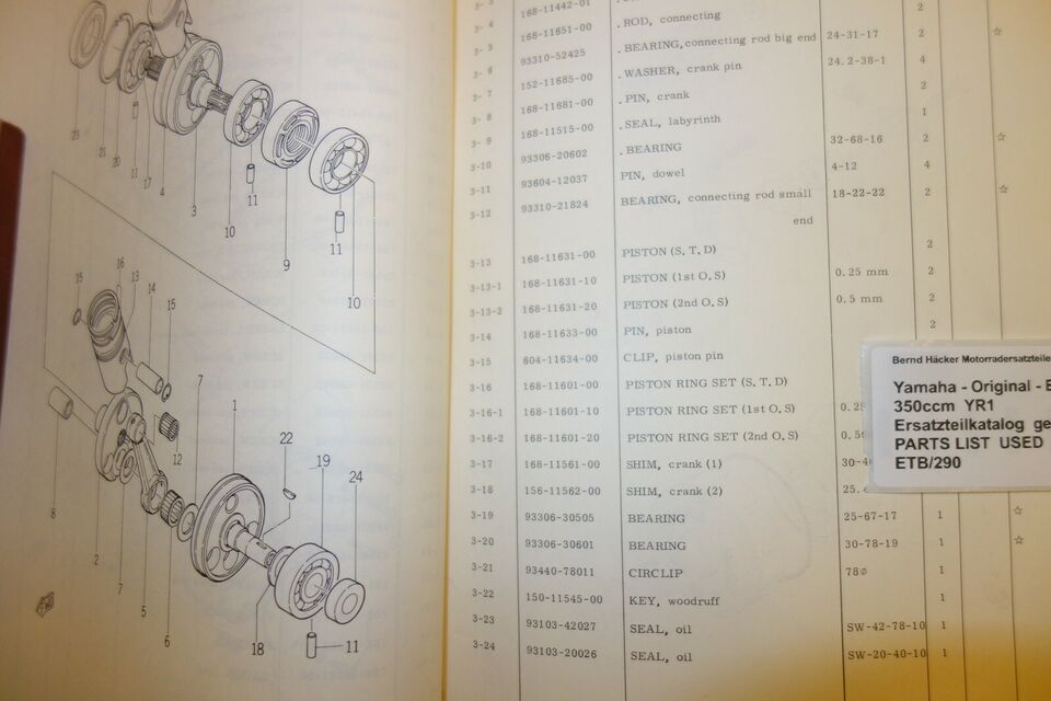 Ersatzteilkatalog _ Teileliste _ PARTSLIST _ Yamaha _ 350ccm YR1 _ 1967