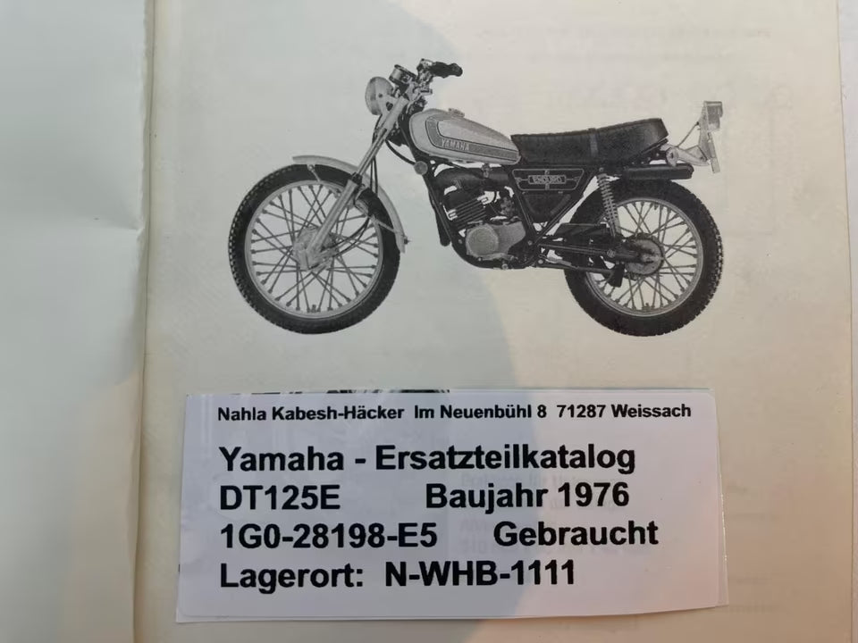 Ersatzteilkatalog DT125E DT 125 E Baujahr 1976 Yamaha Ersatzteilliste