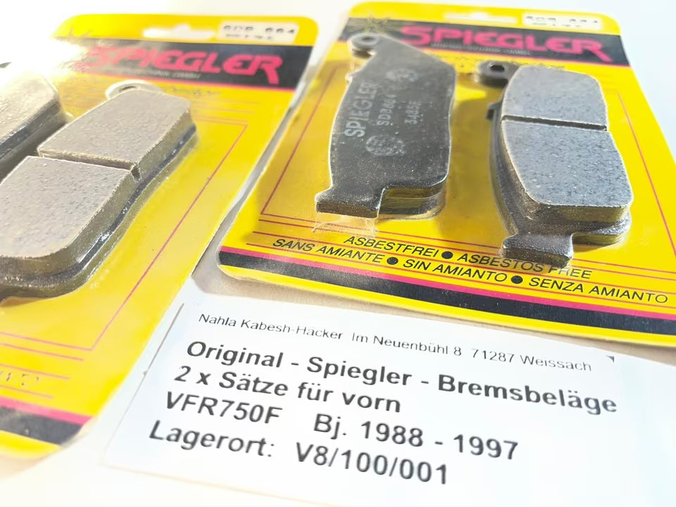 2 x Satz Bremsbeläge vorn VFR750F VFR 750 F Bj. 1988 – 1997 Spiegler neu