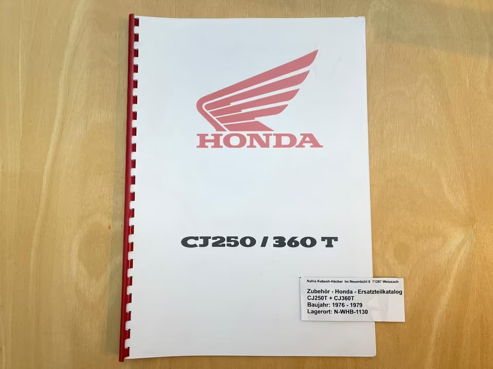 Ersatzteilkatalog CJ250T CJ 250 T CJ360T CJ 360 T Bj. 1976 - 1979 Honda Ersatzteilliste