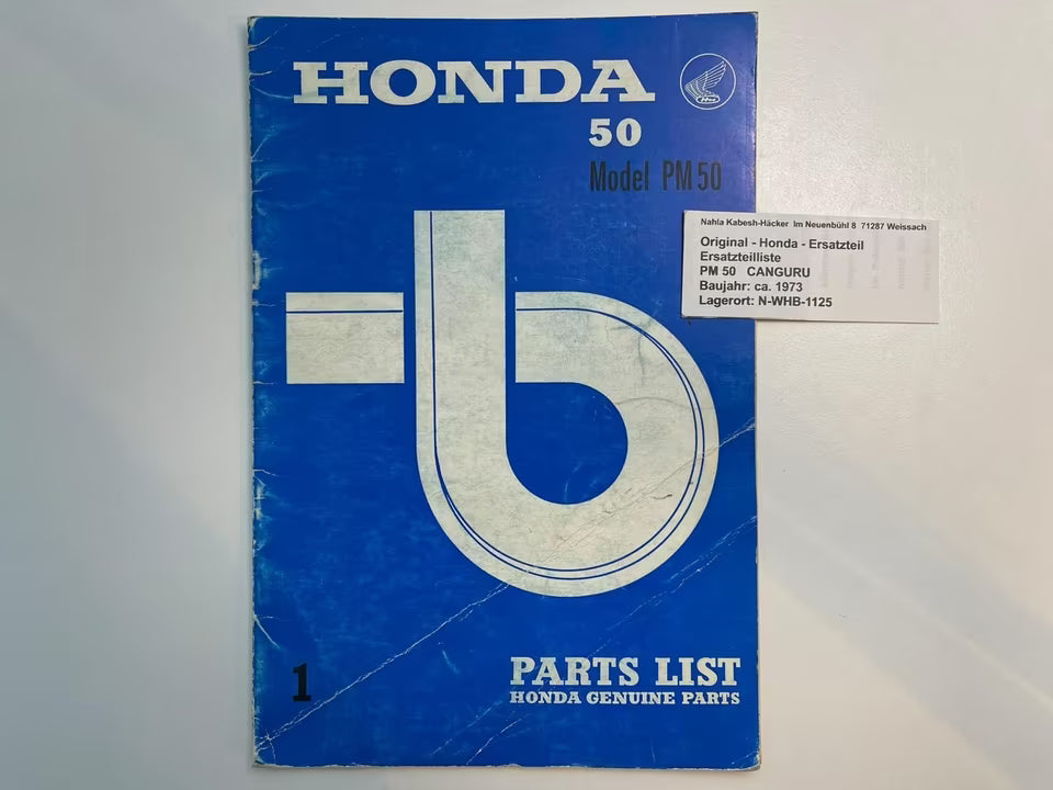 Ersatzteilkatalog PM50 PM 50 Canguro Mofa Baujahr 1973 Honda Ersatzteilliste