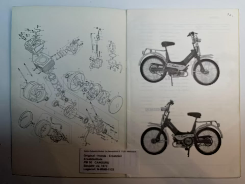 Ersatzteilkatalog PM50 PM 50 Canguro Mofa Baujahr 1973 Honda Ersatzteilliste