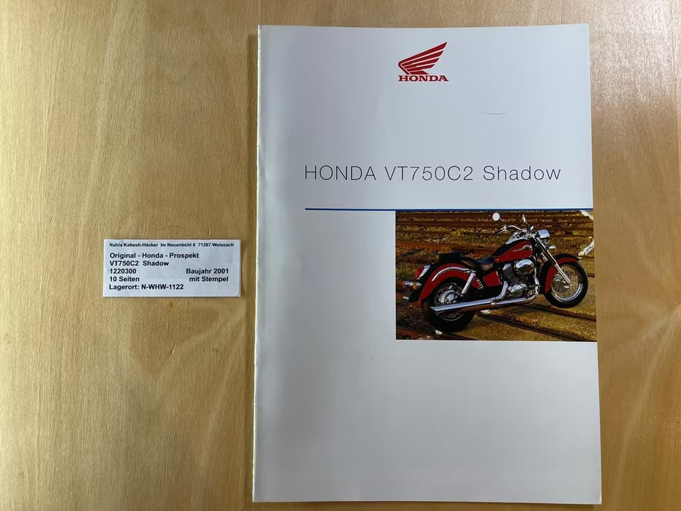 Prospekt Honda VT750C2 VT 750 C2 Shadow Baujahr 2001 + Aufkleber