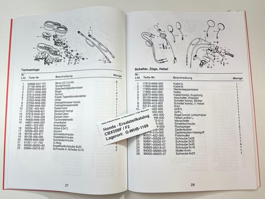 Ersatzteilkatalog CBX550F CBX 550 F / F2 Bj. 1982 - 1984 Honda Ersatzteilliste