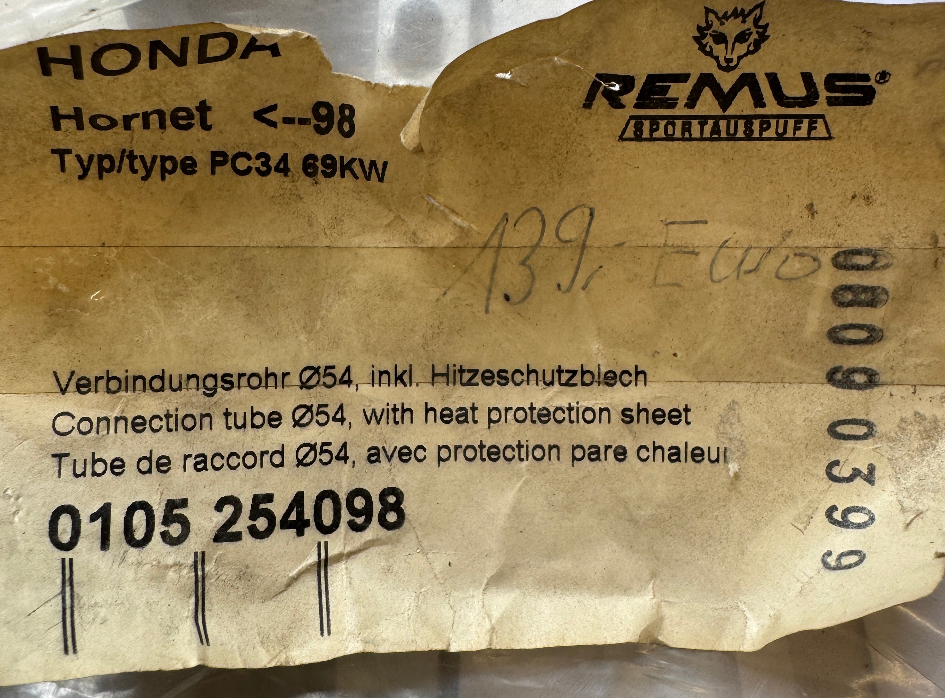 Remus Verbindungsrohr mit Hitzeschutzblech Honda Hornet CB600F Neu