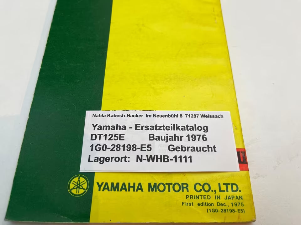 Ersatzteilkatalog DT125E DT 125 E Baujahr 1976 Yamaha Ersatzteilliste