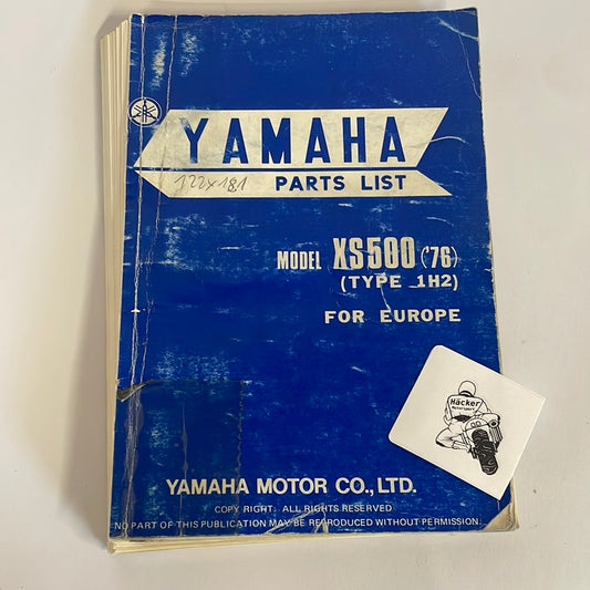 YAMAHA PARTS LIST / ERSATZTEILKATALOG XS500 '76 TYPE 1H2 USED / GEBRAUCHT