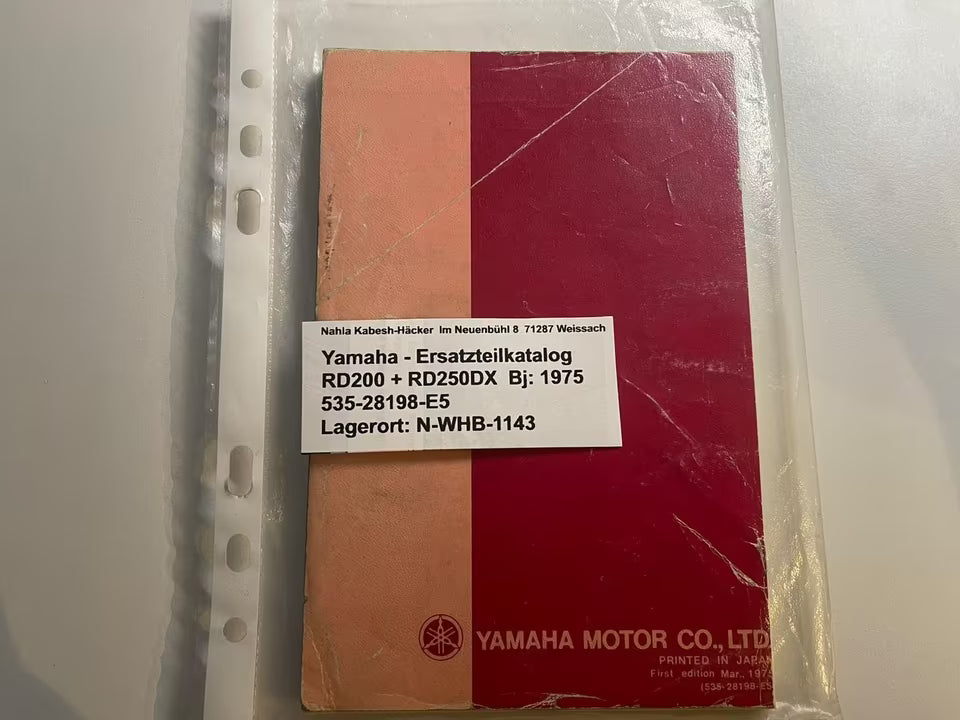 Ersatzteilkatalog RD200 RD 200 DX Typ 397 Baujahr 1975 Yamaha Ersatzteilliste