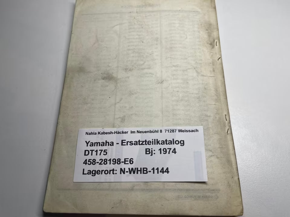 Ersatzteilkatalog DT175 DT 175 Typ CT1 Baujahr 1974 Yamaha Ersatzteilliste