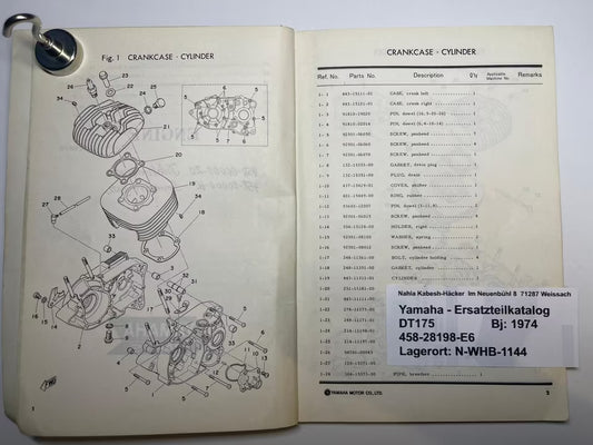 Ersatzteilkatalog DT175 DT 175 Typ CT1 Baujahr 1974 Yamaha Ersatzteilliste