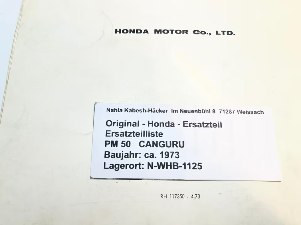 Ersatzteilkatalog PM50 PM 50 Canguro Mofa Baujahr 1973 Honda Ersatzteilliste