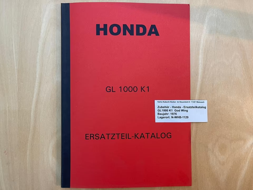 Ersatzteilkatalog GL1000 GL 1000 K1 Gold Wing Bj. 1976 Honda Ersatzteilliste