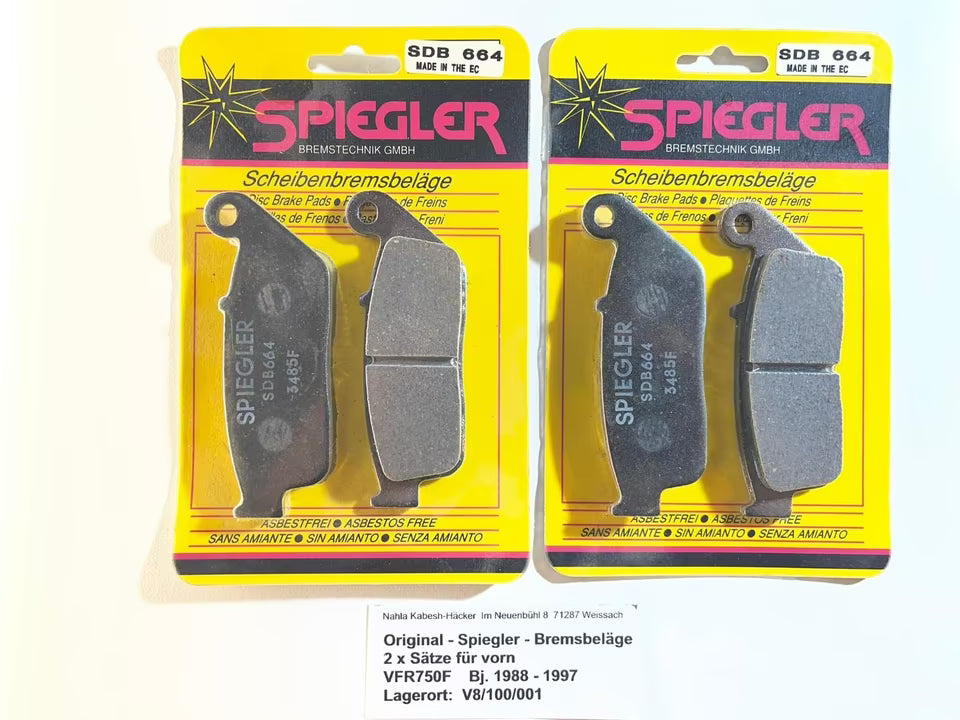 2 x Satz Bremsbeläge vorn VFR750F VFR 750 F Bj. 1988 – 1997 Spiegler neu