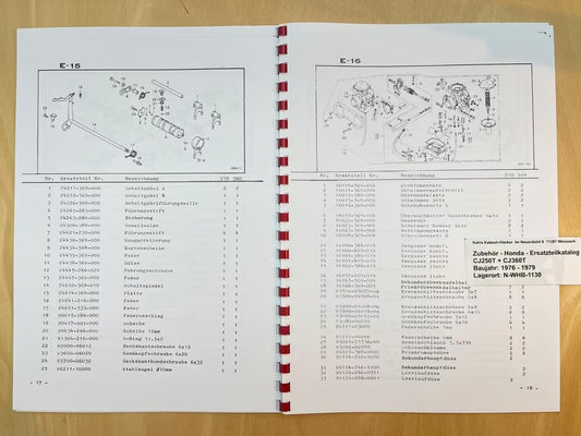 Ersatzteilkatalog CJ250T CJ 250 T CJ360T CJ 360 T Bj. 1976 - 1979 Honda Ersatzteilliste