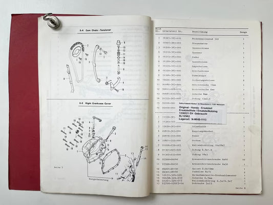 Ersatzteilkatalog XL125K XL 125 K K2 Baujahr 1976 Honda Ersatzteilliste