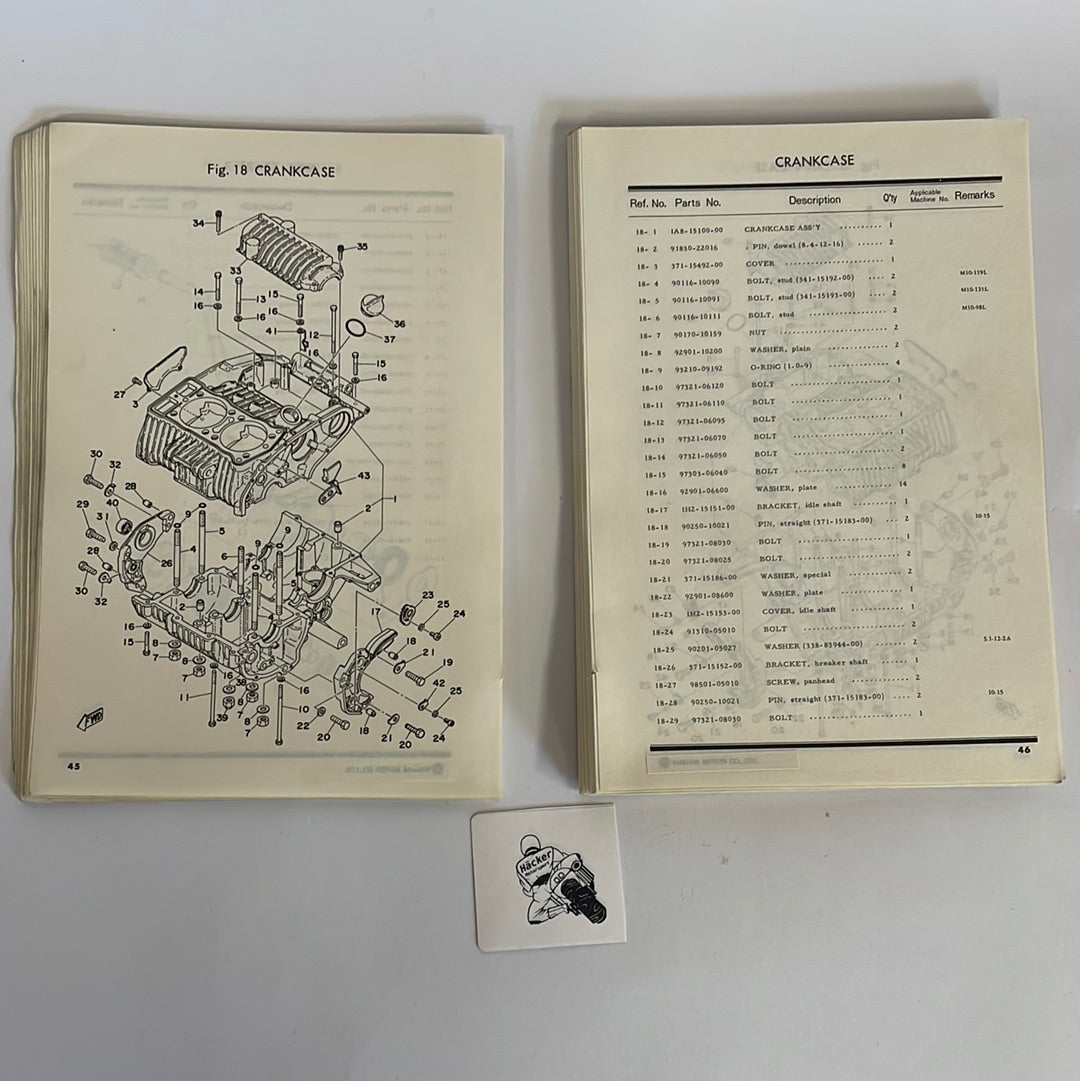 YAMAHA PARTS LIST / ERSATZTEILKATALOG XS500 '76 TYPE 1H2 USED / GEBRAUCHT