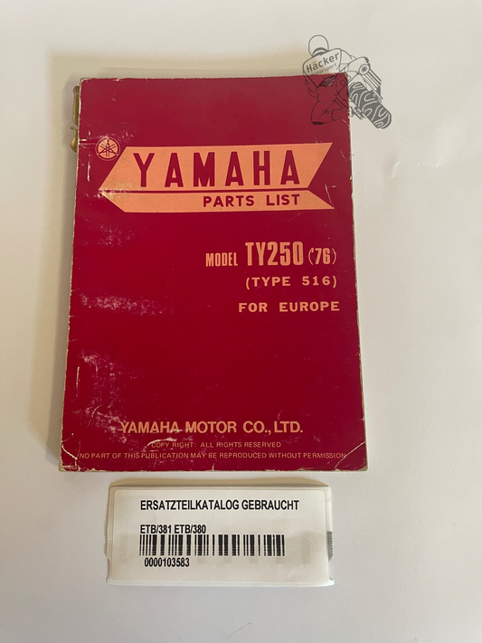 Yamaha TY250 Type 516 Spare Parts Catalog Parts List