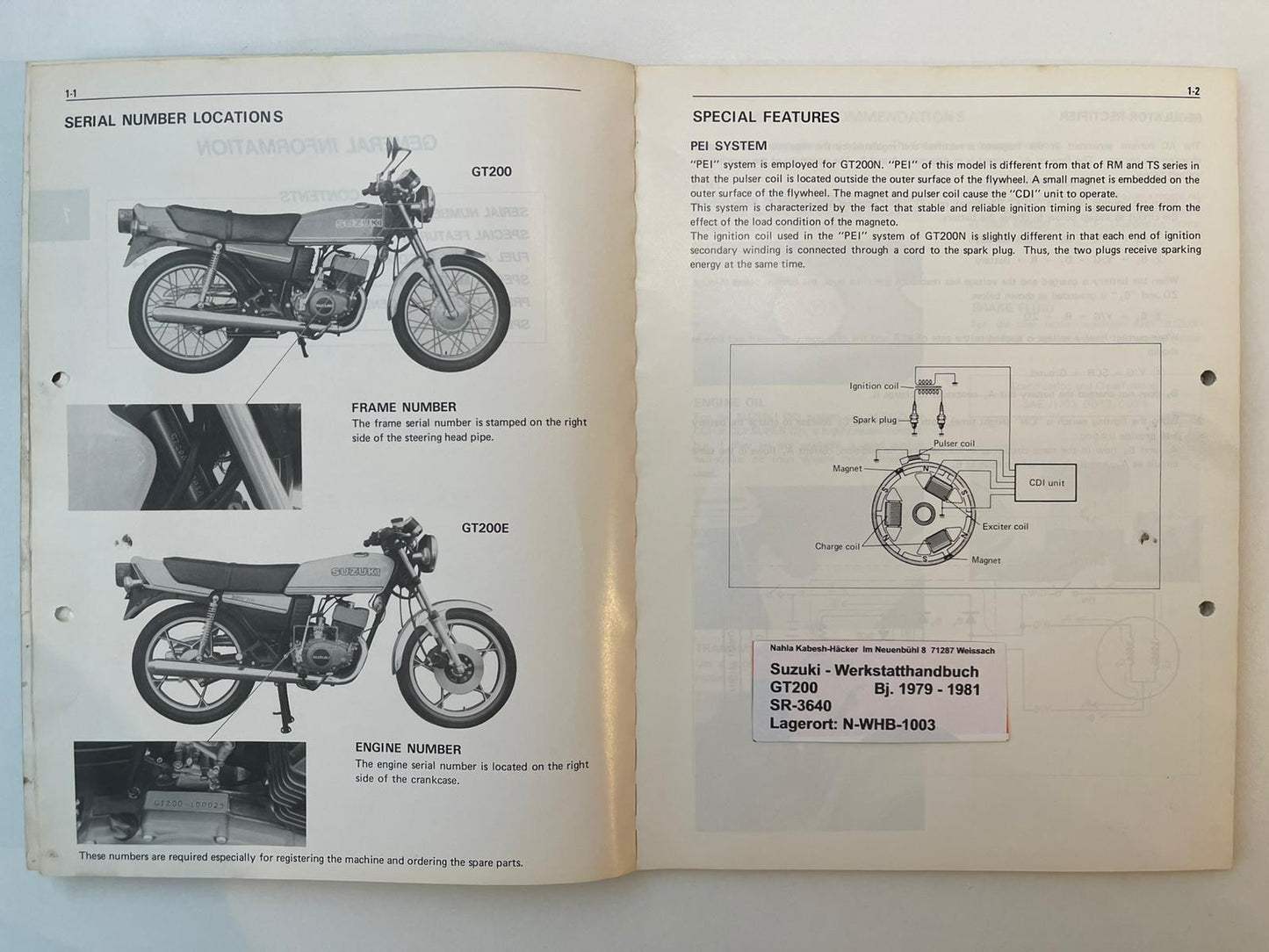 Werkstatthandbuch Suzuki GT200 GT 200 Bj. 1979 - 1981