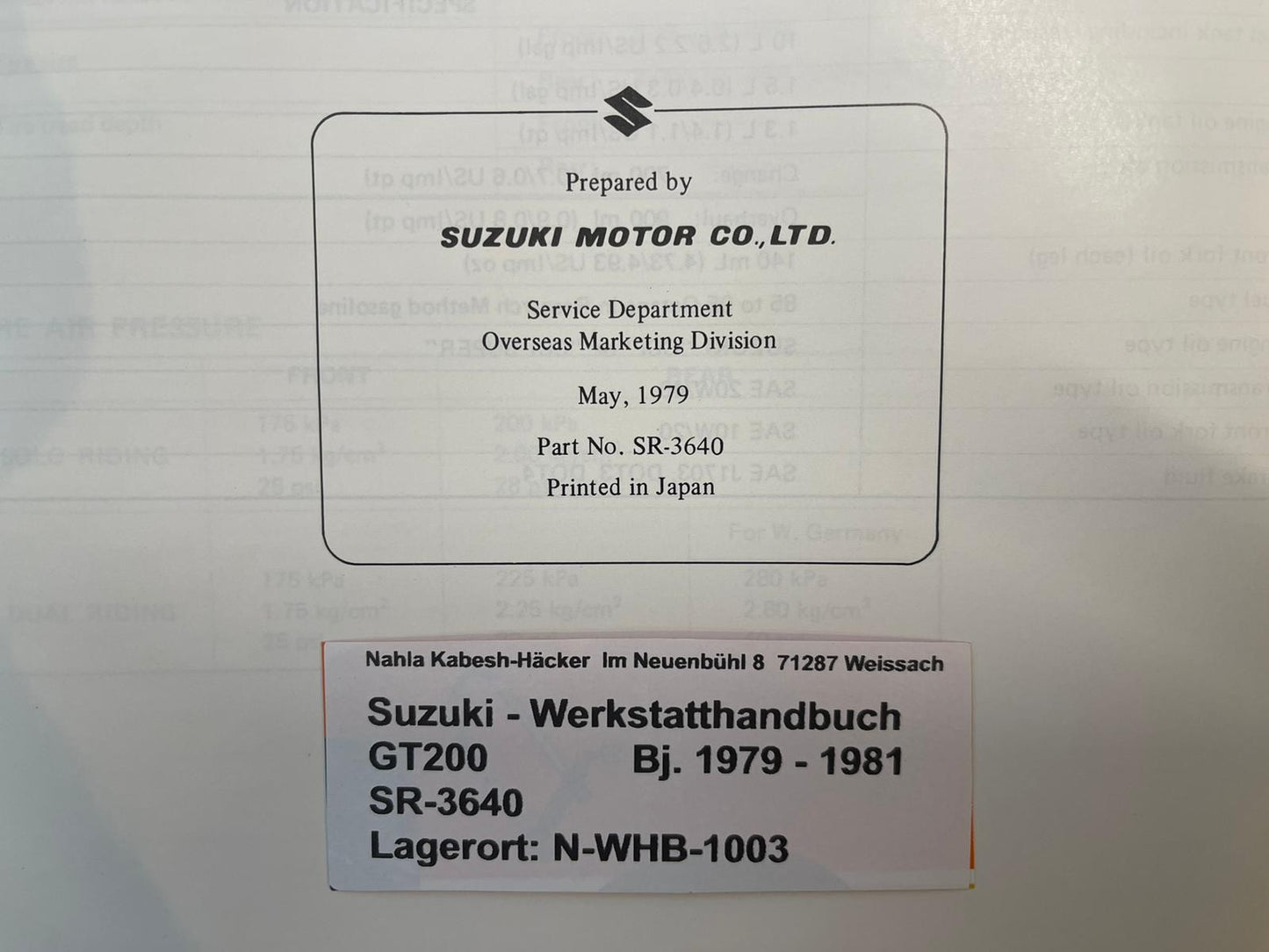 Werkstatthandbuch Suzuki GT200 GT 200 Bj. 1979 - 1981