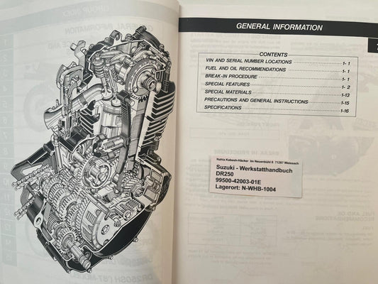 Werkstatthandbuch Suzuki DR250 DR 250 Bj. 1981 - 1987