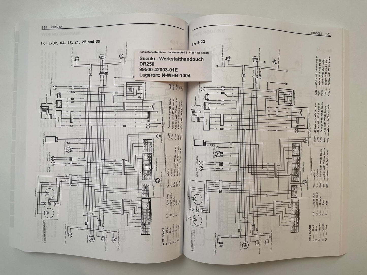 Werkstatthandbuch Suzuki DR250 DR 250 Bj. 1981 - 1987