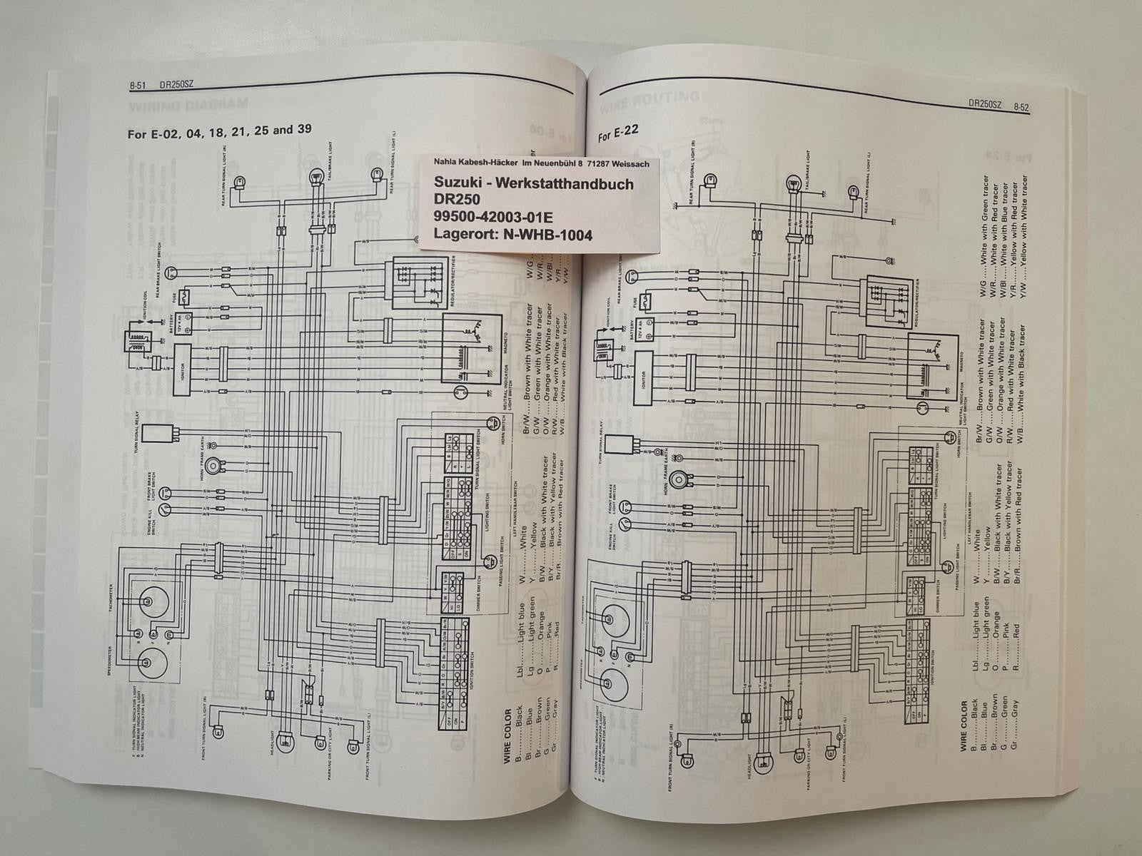 Werkstatthandbuch Suzuki DR250 DR 250 Bj. 1981 - 1987