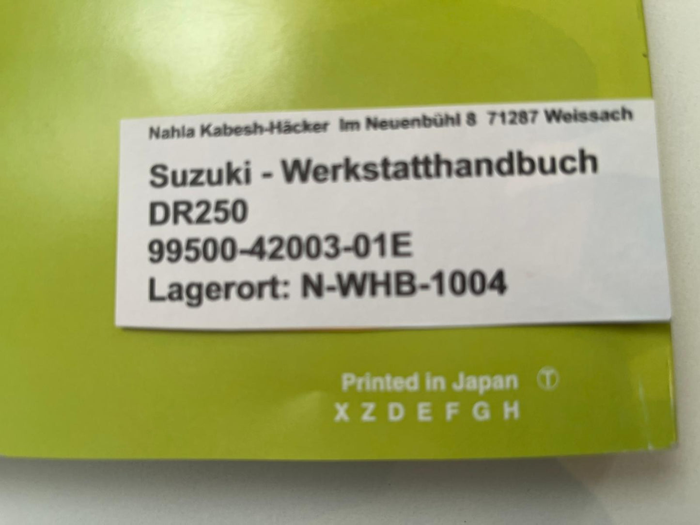 Werkstatthandbuch Suzuki DR250 DR 250 Bj. 1981 - 1987