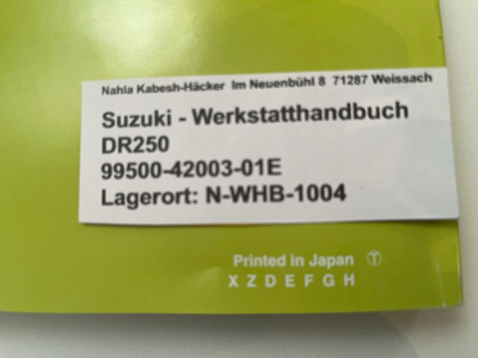 Werkstatthandbuch Suzuki DR250 DR 250 Bj. 1981 - 1987
