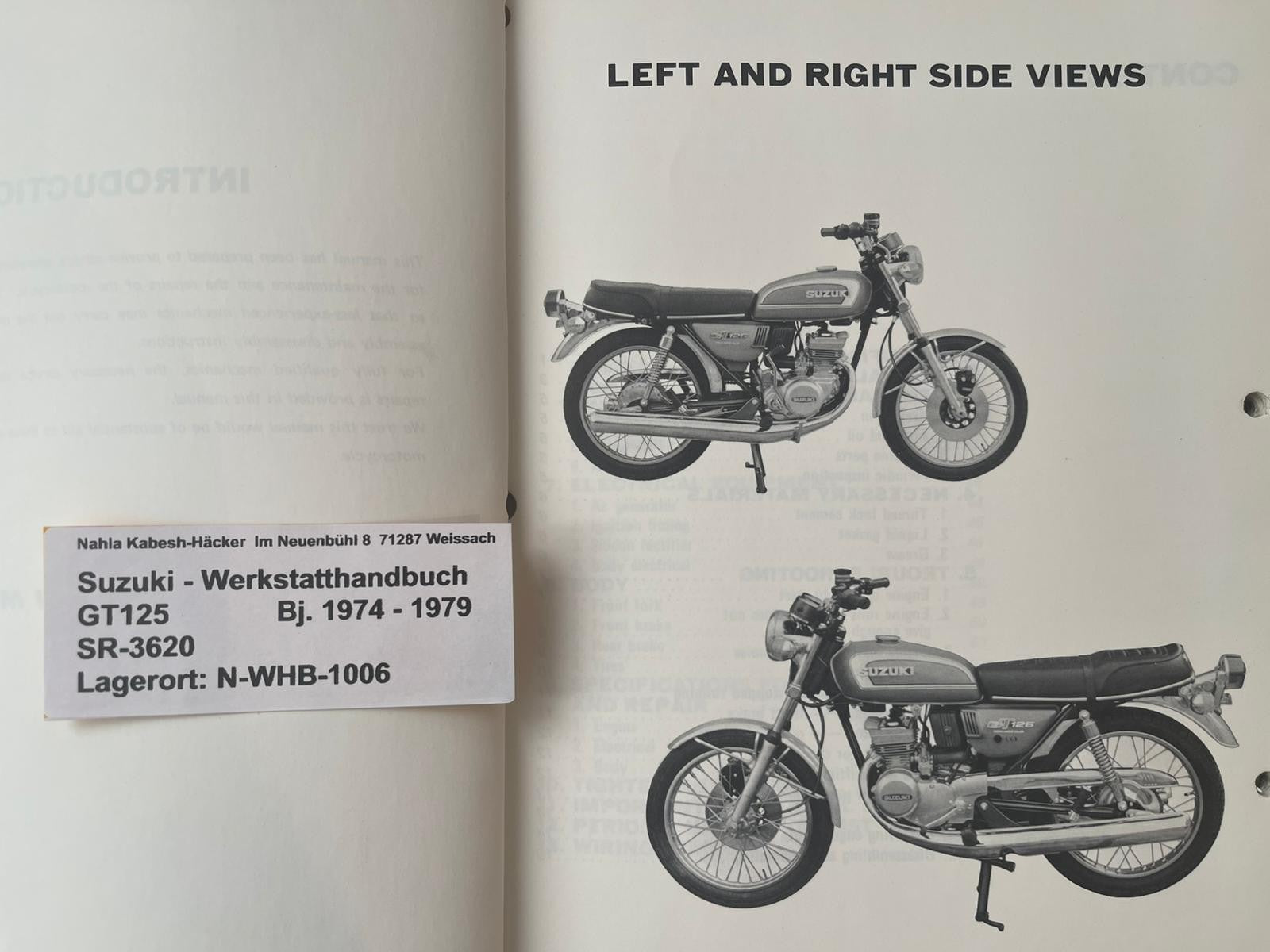 Werkstatthandbuch Suzuki GT125 GT 125 Bj. 1974 - 1979