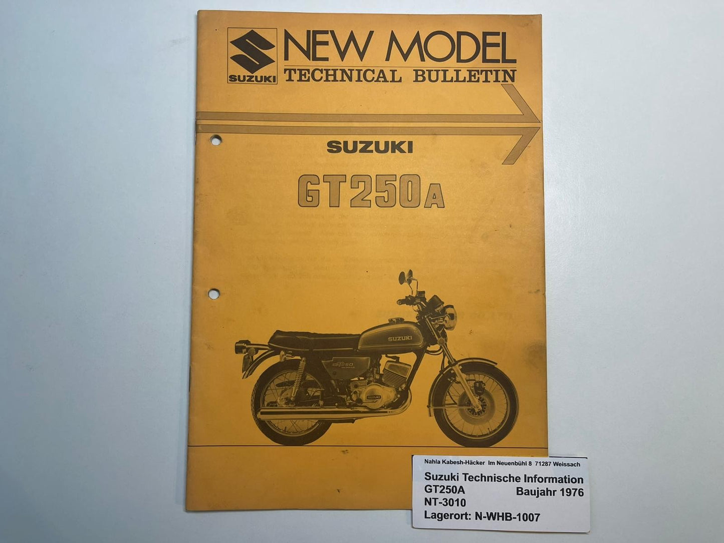 Werkstatthandbuch Bulletin Suzuki GT250 A Bj. 1976 50 Jahre sehr selten