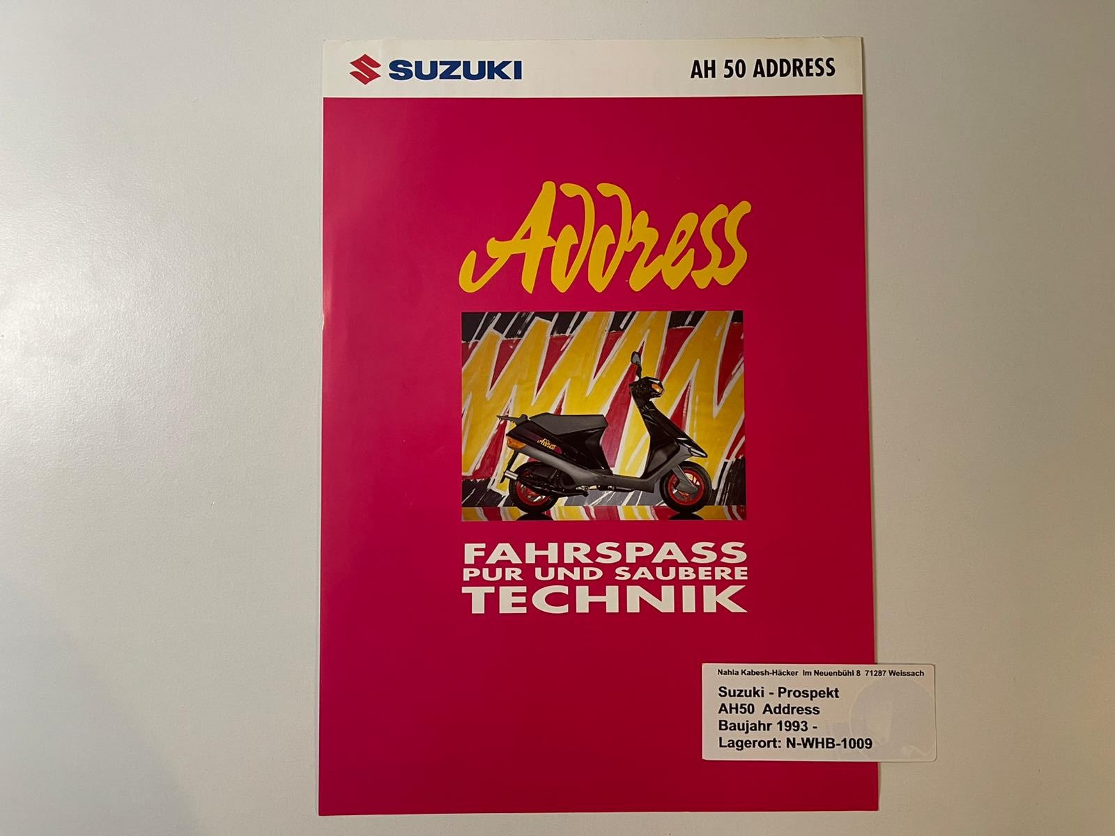 Prospekt Suzuki AH50 AH 50 Address Bj. 1992 - 1995