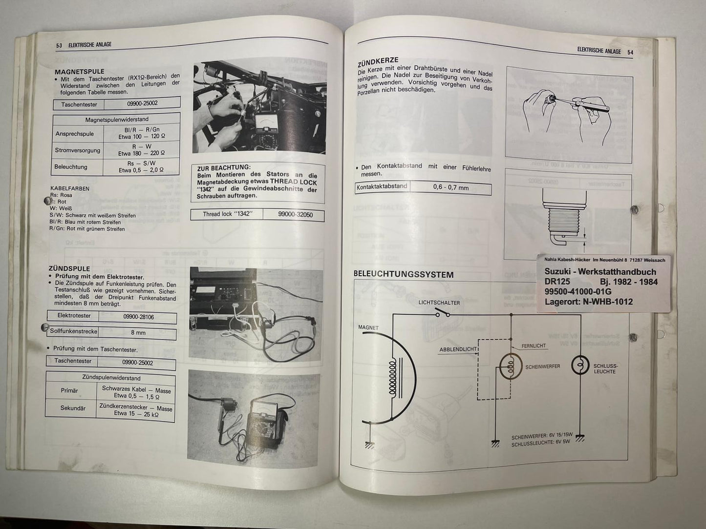 Werkstatthandbuch Suzuki DR125 DR 125  Bj. 1982 - 1984