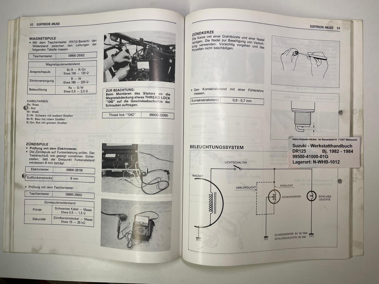 Werkstatthandbuch Suzuki DR125 DR 125  Bj. 1982 - 1984