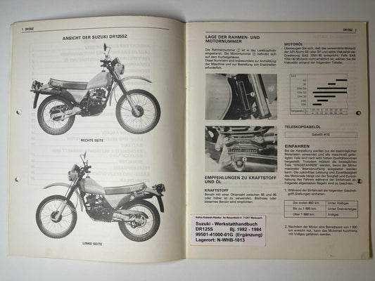 Werkstatthandbuch Ergänzung Suzuki DR125S DR 125 S Bj. 1982 - 1984